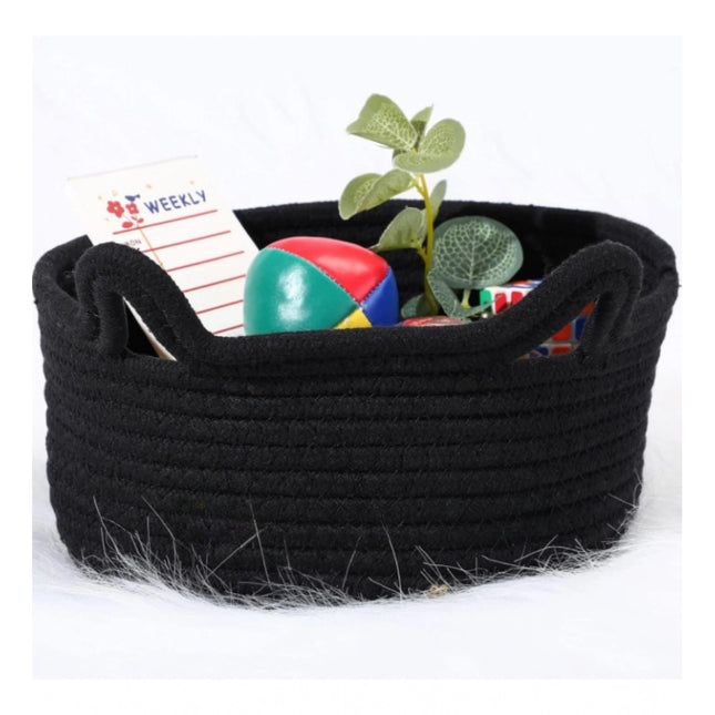 Cotton Cat Basket Inch Pack of 1 Storage Basket For Clothes (Black)