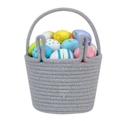 Cotton Toy Bucket Pack of 1 Storage Basket For Clothes (Grey)