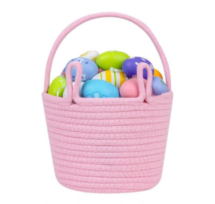 Cotton Toy Bucket Pack of 1 Storage Basket For Clothes (Pink)