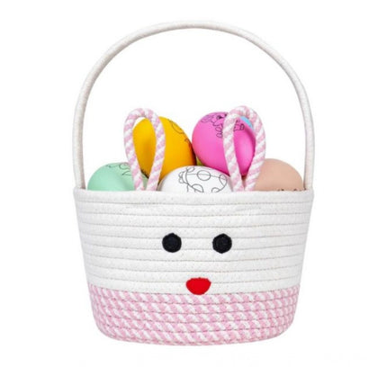 Cotton Mix Toy Bucket Pack of 1 Storage Basket For Clothes (Pink)