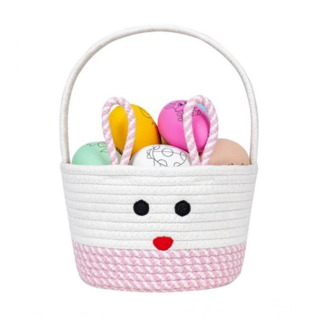 Cotton Mix Toy Bucket Pack of 1 Storage Basket For Clothes (Pink)