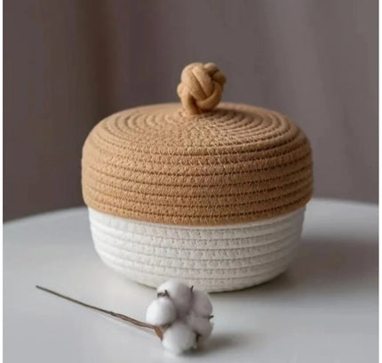 Cotton Box Beige lid Pack of 1 Storage Basket For Clothes (White)