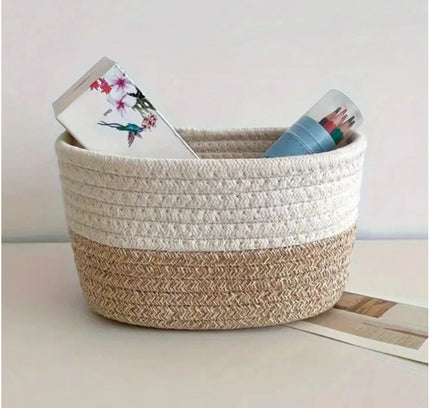 Cotton Bathroom Storage Basket Pack of 1 Storage Basket For Clothes (White)