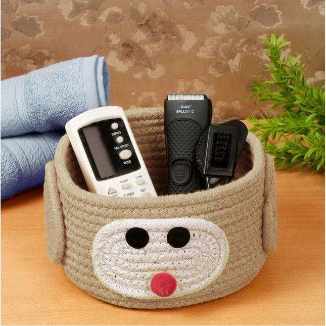 Cotton Pen Holder Inch Pack of 1 Storage Basket For Clothes (Beige)