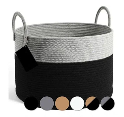 Cotton Laundry Basket Pack of 1 Storage Basket For Clothes (Grey)