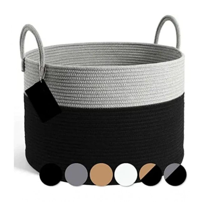 Cotton Laundry Basket Pack of 1 Storage Basket For Clothes (Grey)