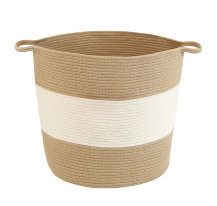 Cotton Basket Pack of 1 Storage Basket For Clothes (Beige)