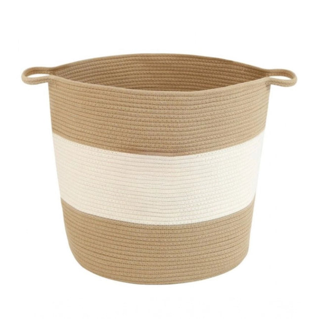 Cotton Basket Pack of 1 Storage Basket For Clothes (Beige)