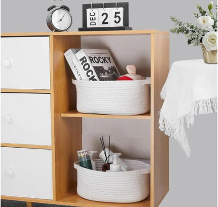 Cotton Pcs Oval Basket  Storage Basket For Clothes (White)