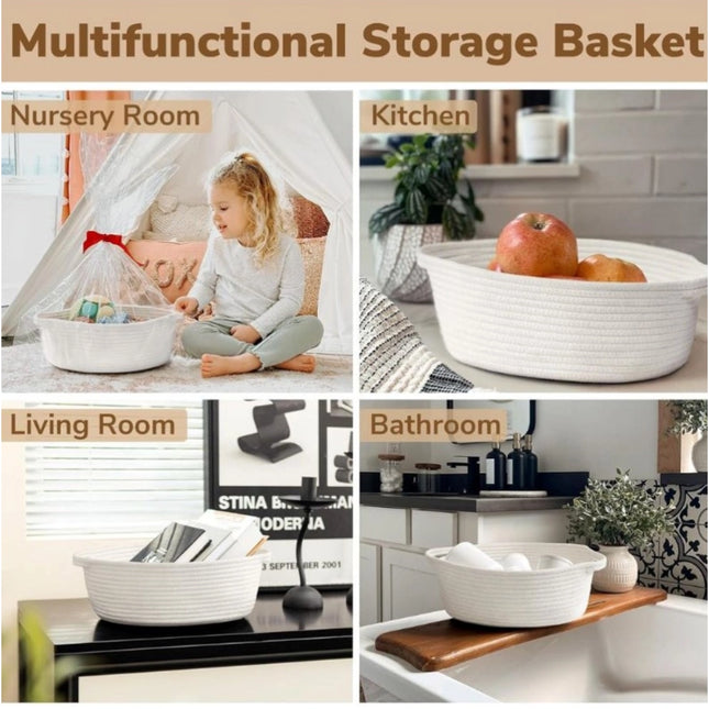 Cotton Gift Basket Pack of 1 Storage Basket For Clothes (White)