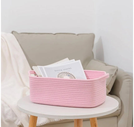 Cotton Basket Pack of 1 Storage Basket For Clothes (Pink)