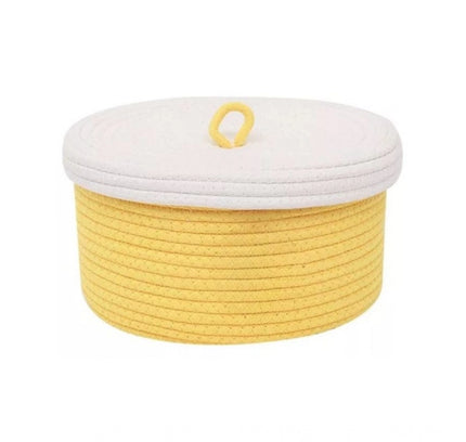Cotton Box White Lid Inch Pack of 1 Storage Basket For Clothes (Yellow)