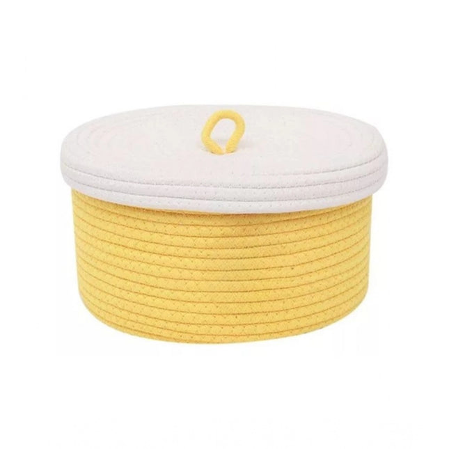 Cotton Box White Lid Inch Pack of 1 Storage Basket For Clothes (Yellow)