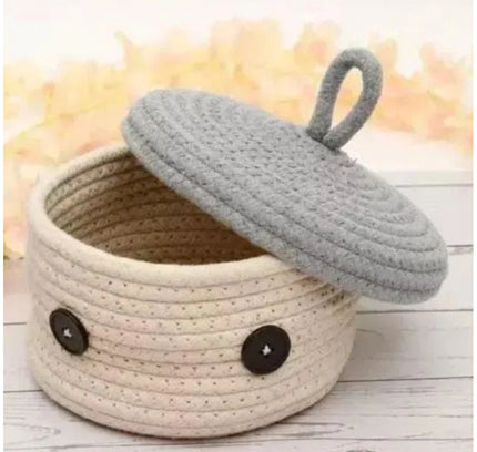 Cotton Box Grey Lid Inch Pack of 1 Storage Basket For Clothes (White)