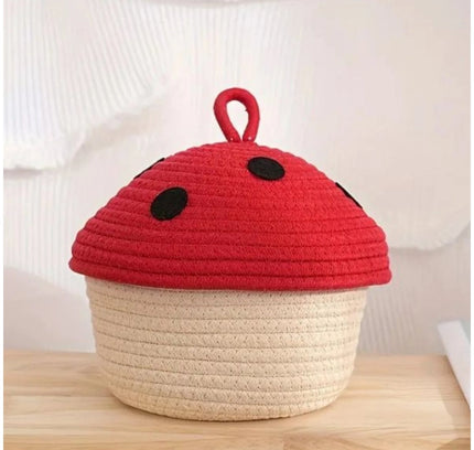 Cotton Box Red lid Pack of 1 Storage Basket For Clothes (White)