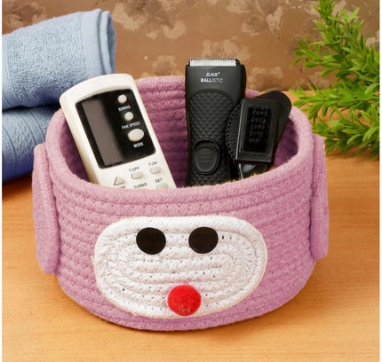 Cotton Pen Holder Pack of 1 Storage Basket For Clothes (Pink)