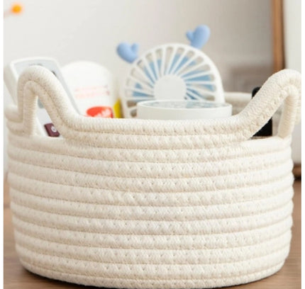 Cotton Cat Basket Inch Pack of 1 Storage Basket For Clothes (White)