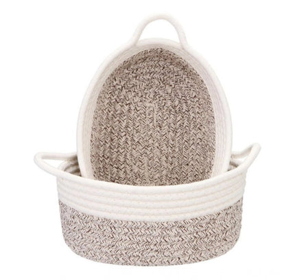 Cotton Basket 2 Pcs Storage Basket For Clothes (White)