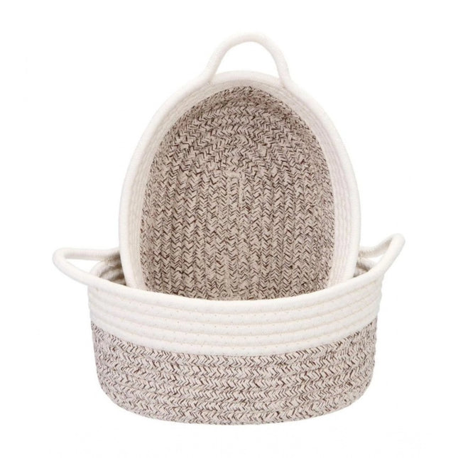 Cotton Basket 2 Pcs Storage Basket For Clothes (White)