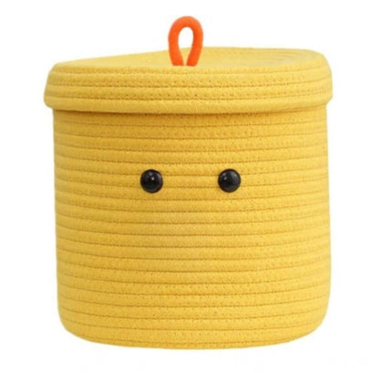 Cotton Basket with lid Pack of 1 Storage Basket For Clothes (Yellow)