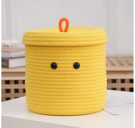 Cotton Basket with lid Pack of 1 Storage Basket For Clothes (Yellow)