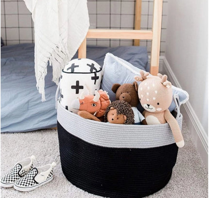 Cotton Laundry Basket Pack of 1 Storage Basket For Clothes (Grey)