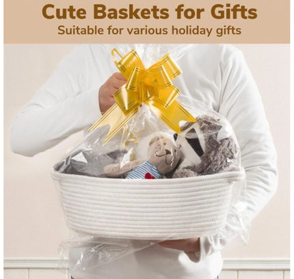 Cotton Gift Basket Pack of 1 Storage Basket For Clothes (White)