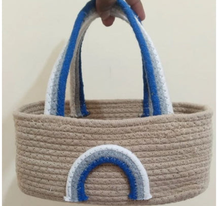 Cotton Rainbow Basket Pack of 1 Storage Basket For Clothes (Multicolor)