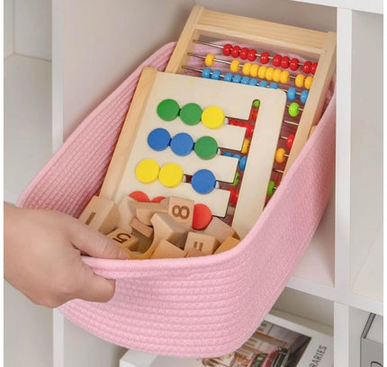 Cotton Basket Pack of 1 Storage Basket For Clothes (Pink)