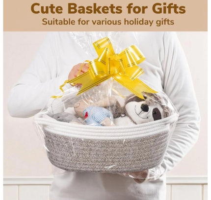 Cotton Baby Gift Basket Inch Pack of 1 Storage Basket For Clothes (White)