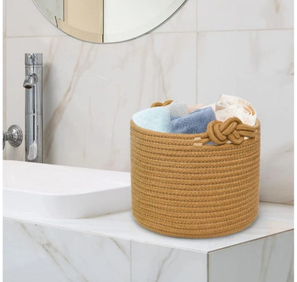 Cotton Brown Basket Inch Pack of 1 Storage Basket For Clothes (Brown)