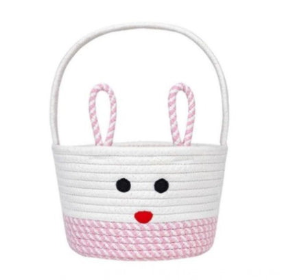 Cotton Mix Toy Bucket Pack of 1 Storage Basket For Clothes (Pink)