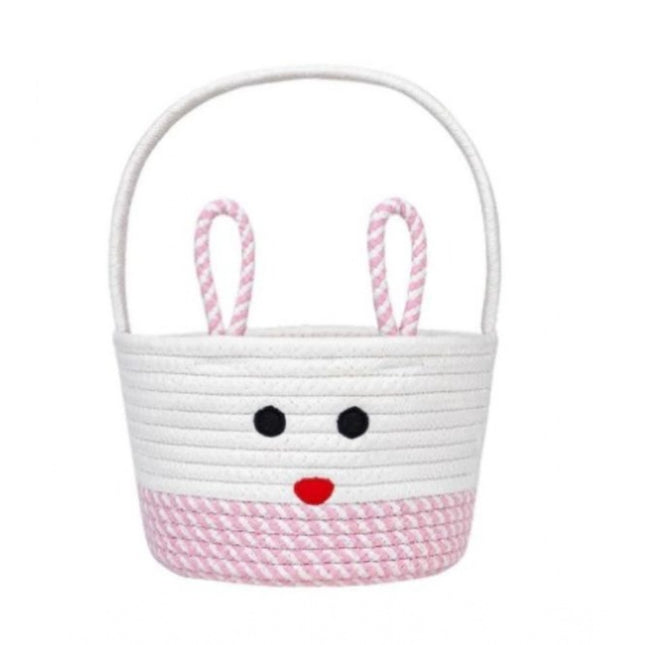 Cotton Mix Toy Bucket Pack of 1 Storage Basket For Clothes (Pink)