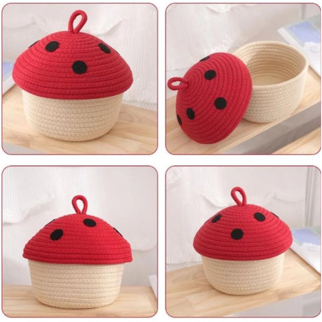 Cotton Box Red lid Pack of 1 Storage Basket For Clothes (White)