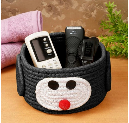 Cotton Pen Holder Pack of 1 Storage Basket For Clothes (Black)
