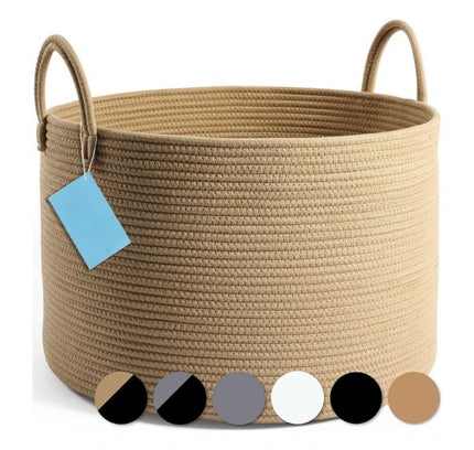 Cotton Laundry Basket Pack of 1 Storage Basket For Clothes (Beige)