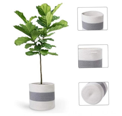 Cotton Flower Basket Pack of 1 Storage Basket For Clothes (Grey)