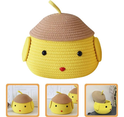 Cotton  lid Pack of 1 Storage Basket For Clothes (Yellow)