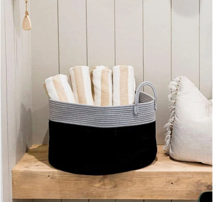 Cotton Laundry Basket Pack of 1 Storage Basket For Clothes (Grey)