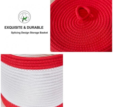 Cotton Basket Pack of 1 Storage Basket For Clothes (Red)