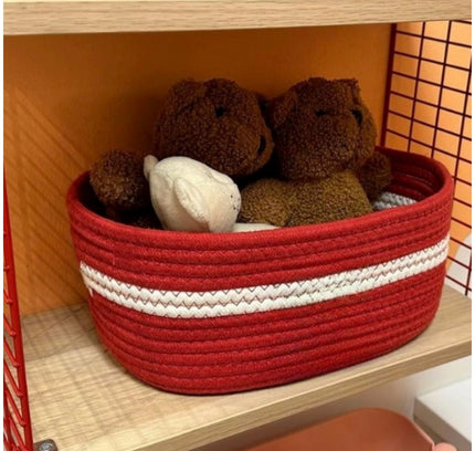 Cotton Basket Inch Pack of 1 Storage Basket For Clothes (Red)