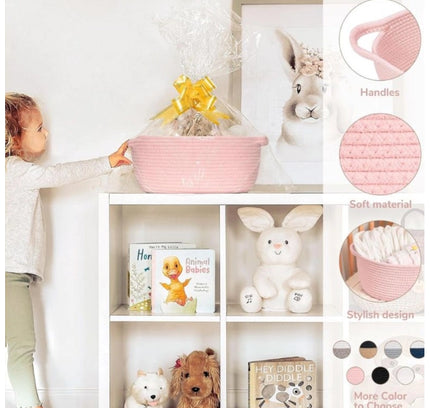 Cotton Baby Gift Basket Pack of 1 Storage Basket For Clothes (Pink)