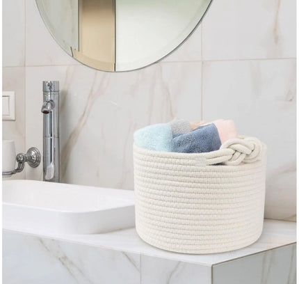 Cotton White Inch Pack of 1 Storage Basket For Clothes (White)