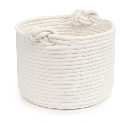 Cotton White Inch Pack of 1 Storage Basket For Clothes (White)