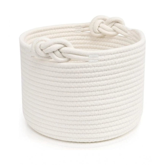 Cotton White Inch Pack of 1 Storage Basket For Clothes (White)