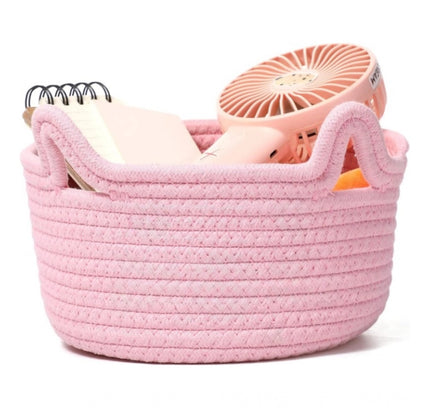 Cotton Cat Basket Inch Pack of 1 Storage Basket For Clothes (Pink)