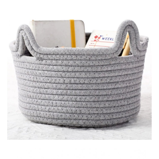 Cotton Cat Basket Inch Pack of 1 Storage Basket For Clothes (Grey)