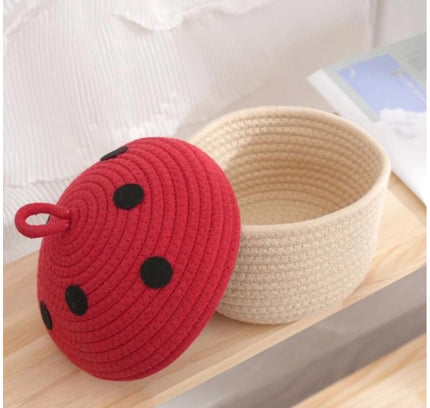 Cotton Box Red lid Pack of 1 Storage Basket For Clothes (White)