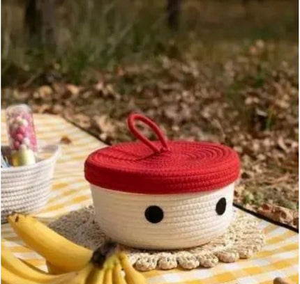 Cotton Box Red Lid Inch Pack of 1 Storage Basket For Clothes (White)