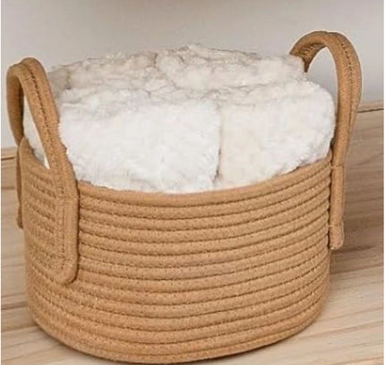 Cotton Basket Inch Pack of 1 Storage Basket For Clothes (Beige)